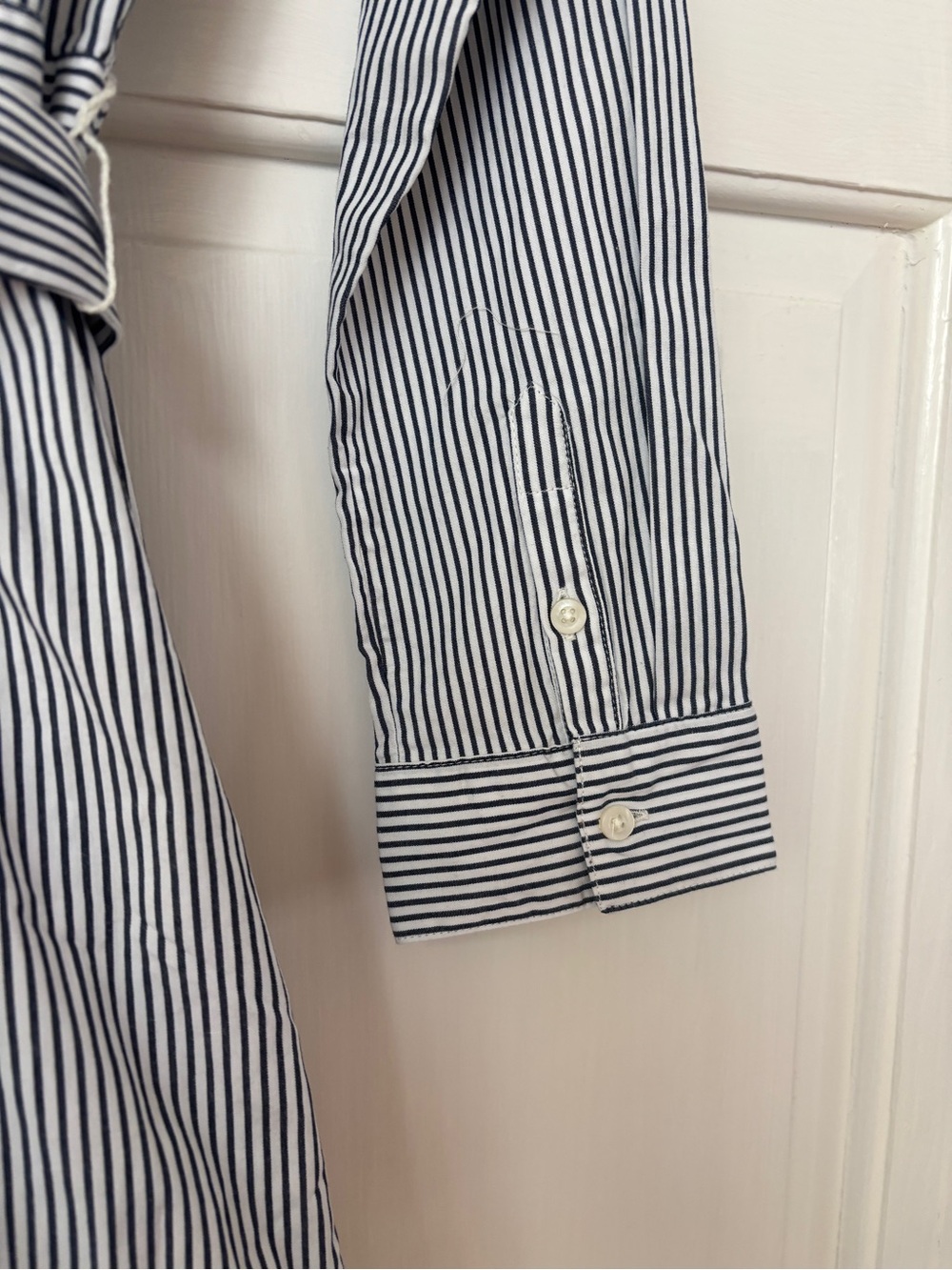 NEW J. Crew Striped Button Up Front Shirtdress Belt Waist Tie Navy White Size 4 - Picture 10 of 14
